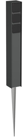 ledscom.de Presa da giardino a colonna PODEL con picchetto a terra per esterni, IP44, a 3 vie, antracite, angolare, 60cm