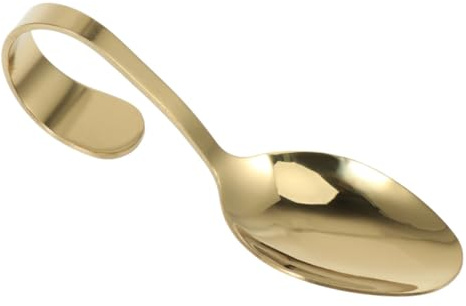 HYTROVE Servierlöffel mit Gebogenem Griff aus Edelstahl in Gold Spiegelpoliert Einfach zu Reinigen für Hochzeiten und Besondere Anlässe Elegantes und Glattes Design