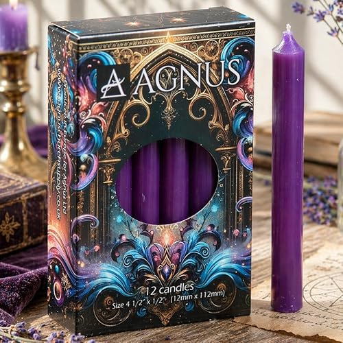 12 Purple Power Prayer Candles - Peace Purple 12cm 4.5 100% Natural Christingle Chime Pyramid Christmas Tree. Spell Candles Magic