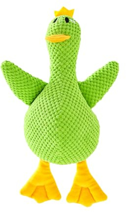 Mellow Dog Calming Duck - Interactive Dog Toys | Squeaky Interactive Game Pillow for Indoor Play Travel Puppy Teething Crate Time Separation Stress Quiet Time Sleep Aid
