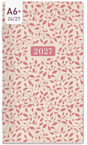 Häfft® Monatskalender 26/27 Taschenkalender A6+ Square Red Leaves