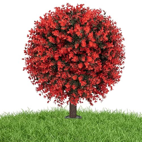 Nybhyjka Plantas artificiales para exteriores, resistentes a la intemperie, arbusto de 23 pulgadas, bola topiaria artificial, arbustos falsos, para patio, porche, césped, entrada, pasarela, decoración