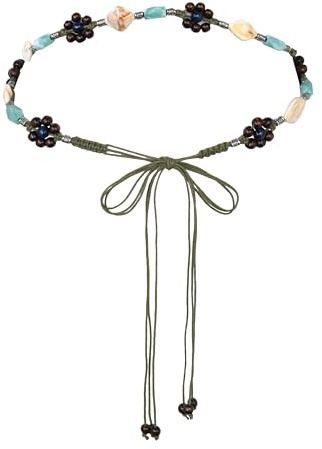 TeeYee Damen Taillengürtel Boho Gürtel mit Quaste Mädchen Flechtgürtel | Bindegürtel,Bauchkette,Schmaler Gürtel für Kleid