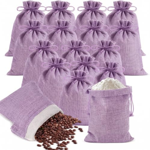 Megcdtr Jutesack, 15 Stück Jutesäckchen mit Kordelzug(15 x 20 cm/Lila) | Jutesäckchen, Leinensäckchen Baumwolle für DIY Hochzeit Weihnachten Geschenksäckchen Schmuck Geschenk