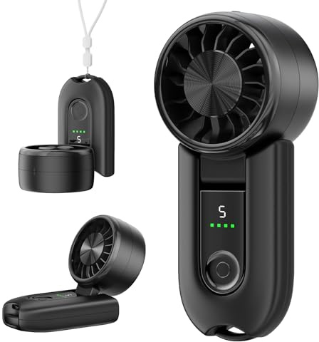 gabless Ventilador Portátil, Ventilador de Mano Recargable, Mini Ventilador USB Eléctrico Plegable con 5 Velocidades, Ventiladors de Sobremesa para Hogar Oficina Viajes