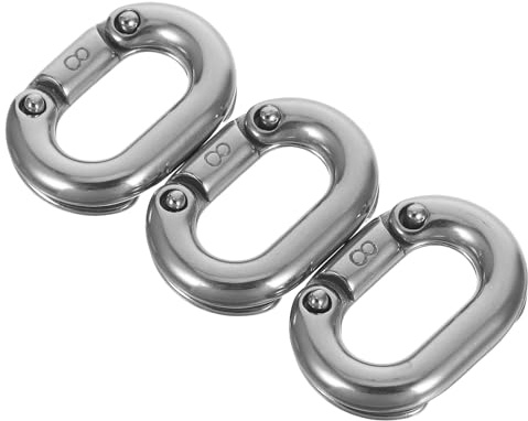 Kichvoe 3pcs 8mm Stainless Steel Heavy Duty Chain Connecting Links Split Quick Link Connectors for Boat Anchor Chains, Rigging, and Industrial Use