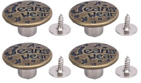 Tnfeeon Justerbara Byxknappar, Jeansknappsats i Rostfritt Stål 17 Mm Antik Bronsskruv på Design, 12 Set Utan Sömnad för Byxor Jackor Skjortor Hattar Bälten Reparation