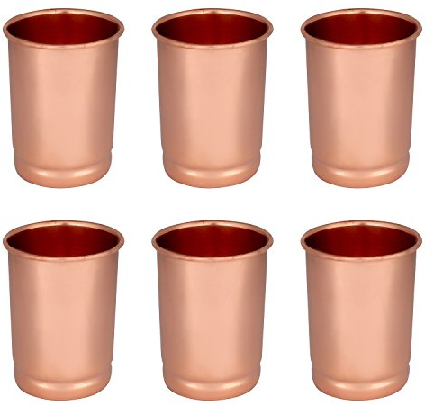 Zap Impex® para beber Cobre Cristal 100% Cobre Puro Tumbler heilungs Juego de 6