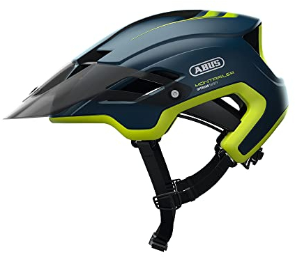 ABUS Mountainbike-Helm MonTrailer - Robuster Fahrradhelm für den Geländeeinsatz - Unisex - Blau/Gelb, Größe L