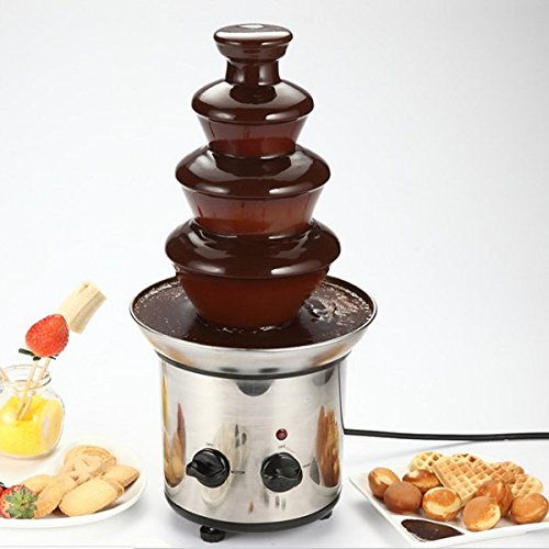 Fuente de fondue de chocolate, Youttoo, 4 niveles, mini fuente de fondue de chocolate de acero inoxidable, máquina de derretir cascada, electrodoméstico de cocina