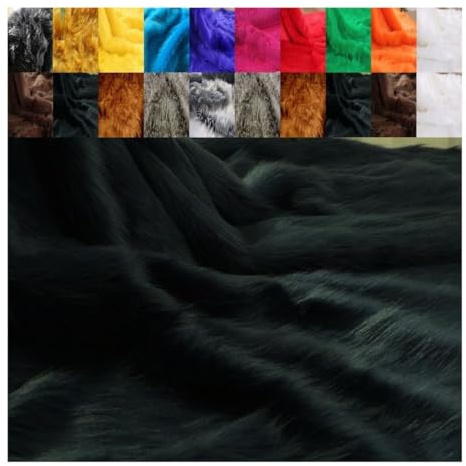 FABRICS-CITY SCHWARZ FLOKATI TEDDYFELL STOFF 50X150CM KARNEVAL BEKLEIDUNG BASTEL REQUISITEN FOTOSHOOTING DEKO, 2710(schwarz)