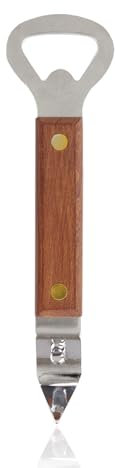 Twine Wood Handled Church Key Bottle Opener - Stainless Steel Handheld Can Punch Opener, Manual Handheld Beer Beverage Drink Bottle Opener - Bar Tools, Brown