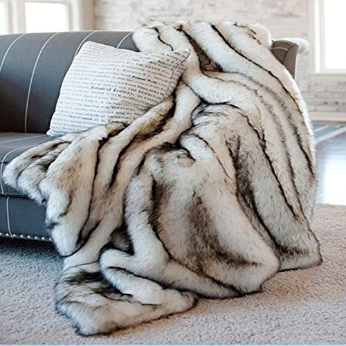 Manta de Zorro imitación Jet Piel sintética para sofá Cama Lujo imitación Fox Piel sintética Cubierta fotovoltaica Abajo Cama Manta de Invierno pie Throw-200x150 cm