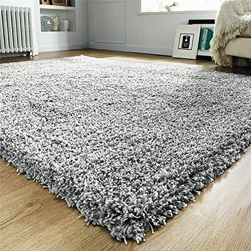 Prime Plus EXTRA THICK HEAVY 5CM PILE SOFT SHAGGY RUGS MODERN AREA RUGS BEDROOM HALL RUGS (Light Grey, 60 x 110cm)