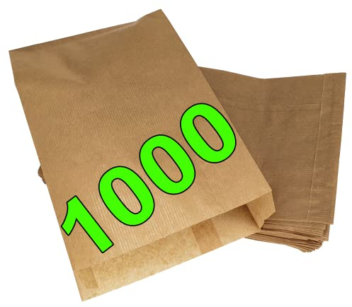 Loxato 1000 Brottüten Papier - Bäckertüten - Butterbrottüten Braun - Brotbeutel - Kraftpapier Tüten - Brottüten Braun - Brötchentüten - Frühstücksbeutel Papier - 15x6,5x28cm
