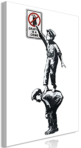 murando - Akustikbild Banksy Graffiti is a crime Bilder Akustikschaum Hochleistungsschallabsorber Schallschutz Leinwand 1 tlg Wandbild Raumakustik Schalldämmung Kinderzimmer