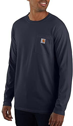 Carhartt Herren Force Relaxed Fit Midweight Long-Sleeve Pocket Arbeits-T-Shirt, Navyr Gr; XL