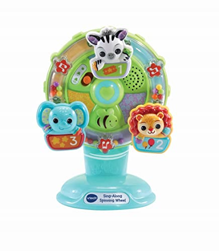 VTech Baby Sing Along - Rueda giratoria, Juguete sensorial para bebé con Colores, Objetos y Animales, Juguete de Rueda giratoria con Ventosa, 6 Meses en adelante, versión en inglés