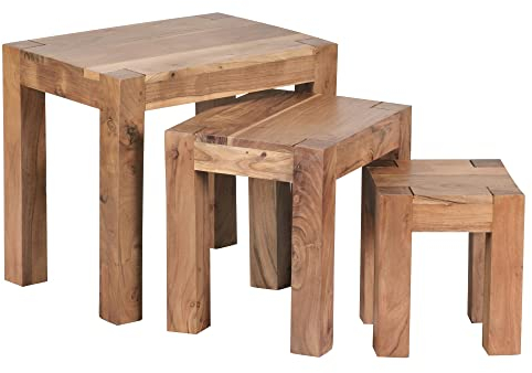 möbelando Satztisch (3er Set) in Braun - 36x50x45 (LxBxH)
