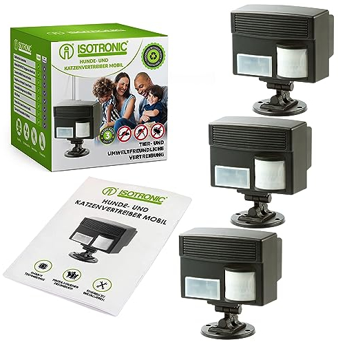 ISOTRONIC Hundevertreiber Hundeschreck Katzenvertreiber, Batteriebetrieben - Wetterfest - Ultraschall Katzen Vertreiber/Katzenschreck (3)