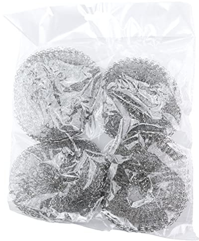 Cui 4er Pack Topfreiniger aus Stahl, Topfkratzer, je ca. 100mm im Ø