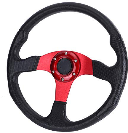 Akozon Rennlenkrad, Universal Sportlenkrad 350 mm/14 Zoll Drifting Lenkrad Auto Lenkrad Steering Wheel Deep Dish 6 Bolzen Modified Accessory (Rot)