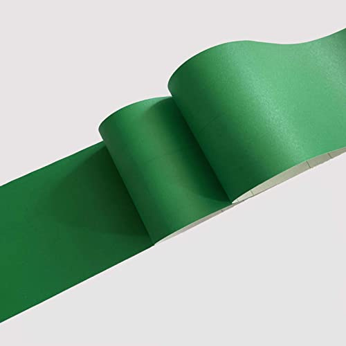 Bordure de papier peint vert foncé mat Décoration murale amovible Frise Murale Autocollant Papier Peint Autocollant imperméable en PVC Plinthe Autocollant 15cm X 500cm