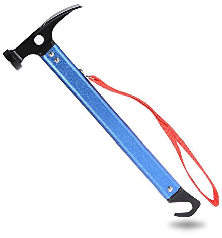 Eidoct Zelthammer, 3 Farben, Zeltheringe, leicht, für den Außenbereich, Camping, Zelt, Aluminiumlegierung, Hammer, Outdoor, Camping, Zelt, Hering, Hammer (blau)