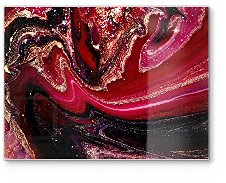 DEQORI Tabla de cortar de cristal, grande, 40 x 30 cm, diseño de río de lava de mármol, para cocina, antibacteriana y antideslizante, CB-40-30-1487