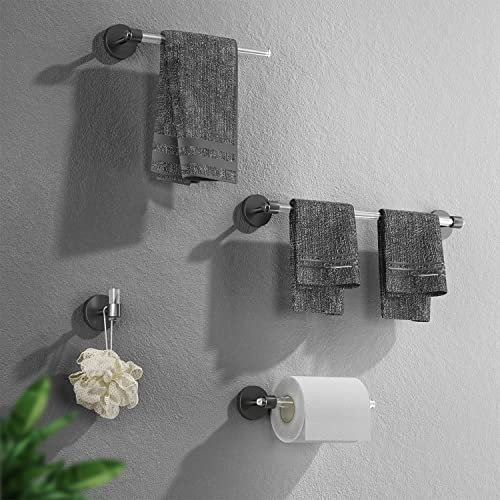 Set di 4 pezzi di accessori da bagno in acrilico rotondo da parete – include barra per asciugamani da 40,6 cm, porta carta igienica, ganci per asciugamani, kit di accessori per il bagno