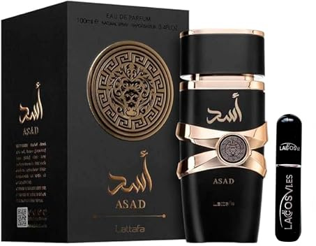 Lattafa Asad Original 100ml Perfume Árabe Para Hombre Incluye Atomizador 5ml Lacosvi Recargable, Perfume Oriental Intenso De Larga Duración