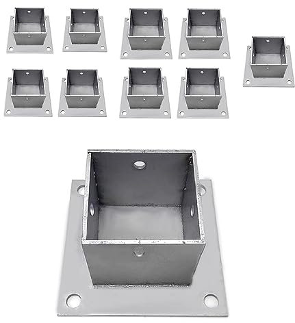 Pfostenträger Aufschraubhülse Pfostenschuh Für Geländer, Vierkantpfostensockel Mit Beschlägen Für Briefkasten, Pergola Und Terrasse, Pfostenanker Aus Edelstahl Für Beton ( Color : 10 Pcs , Size : 120x