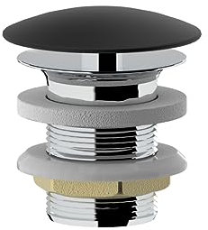 Kiamami Valentina - Piletta lavabo-bidet tonda nero opaco scarico libero 1''1/4