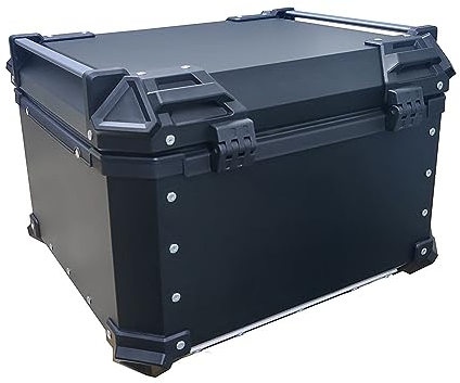 ROMOZ Motorrad-Topcase Aluminium 30L/36L/45L/55L/65L Motorrad-Topcase mit einzigartigem Sicherheitsschloss, sicherer und langlebiger Motorrad-Kofferraum, Black,45L