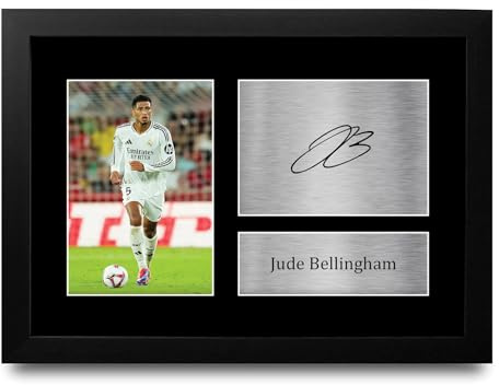 HWC Trading FR A4 Jude Bellingham Real Madrid Geschenke Gedrucktes Signiertes Autogramm Foto für Fußball Anhänger and Fans - A4 Gerahmt