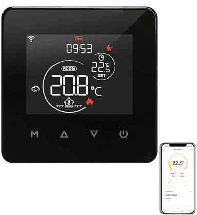 EZAIoT Smart Thermostat - WiFi Floor Heating water based Temperature Controller - TUYA Compatible, Smart Life Support, Capacitive Touch Keys, 230V, 3A