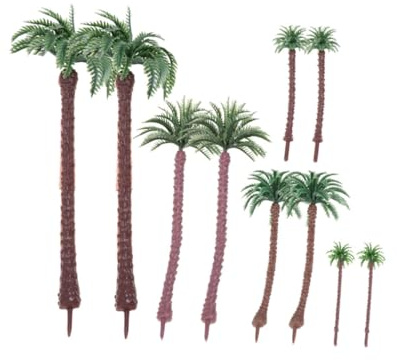 EXCEART 10 Piezas De Modelo De Palmera Miniatura para Maquetas De Paisaje Accesorios De DiseñO DIY Modelos De ÁRbol De De PláStico con Varias Alturas