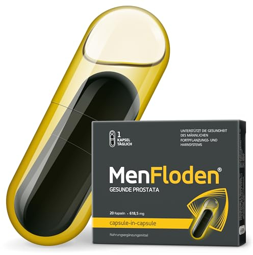MenFloden – Innovation für gesunde Prostata. Starke flüssige Formel mit einer dreifachen Wirkung. Cucurbita pepo, Serenoa repens, Flowens®. 1 Kapsel täglich. Im Labor getestet. (20 Kapseln)