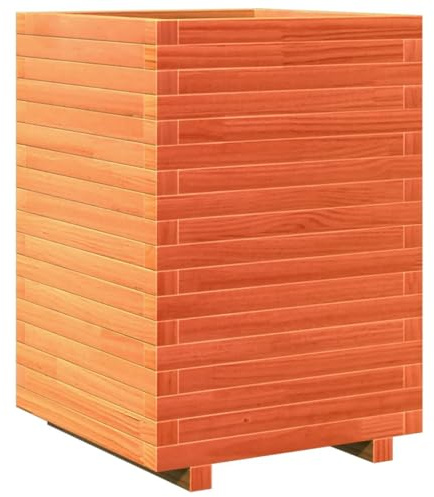 vidaXL Jardinière Cire Marron 50x50x72 cm Bois de pin Massif, jardinière d'extérieur, bac à Fleurs, bac à tomates, jardinière de terrasse