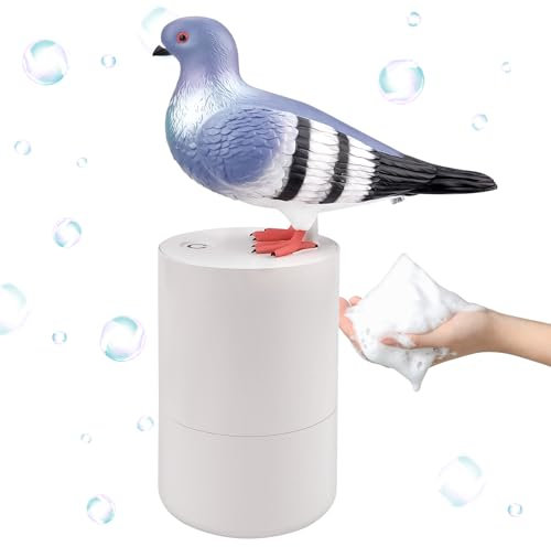 Vibbang Seifenspender Taube Automatischer, 300ml Taube Seifenspender Automatisch, White Pigeon Soap Dispenser Automatic, Tauben Seifenspender für Küchenspüle und Badezimmer, Der Schaum ist Dick（Grau）