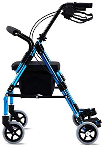 Lauflernhilfe für ältere Menschen, zusammenklappbar, vierrädrig, Rollator, Gehhilfe aus Aluminium, leicht, Rollator, höhenverstellbar, für Erwachsene, Senioren, Behinderte, Blau Schönheit kommt