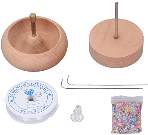 Bead Spinner Beads Turning Bowl 10cm Kit de Herramientas de Enhebrador de Cuentas Manual de Madera para Fabricación de Joyas