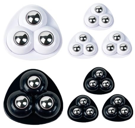 Lot de 8 mini roues pivotantes autocollantes triangulaires en métal pour appareils de cuisine, petits meubles, poubelles, boîte de rangement (blanc + noir)