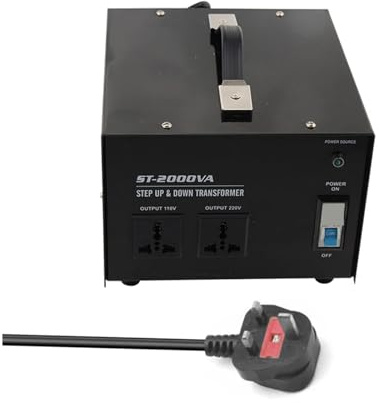 MJINA Transformador Elevador y Reductor ST-2000 de 2000 W for Uso doméstico, 220 V-110 V, 110 V-220 V, for exprimidor, refrigerador, microondas e Impresora(U+K Head)