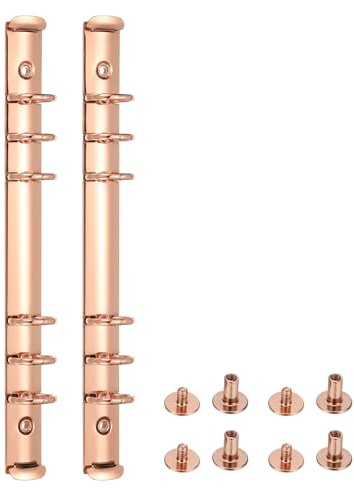 PATIKIL A5 6-Loch Ringbuchmechanismen, 2er Set Ersatzbinder Planer, Roségold