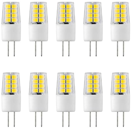 Jiotouhu G4 LED Kaltweiß 6500K, T3 12V 3W G4 LED 2-polig Leuchtmittel, 30W Halogen-Äquivalent 380lm 360° Abstrahlwinkel nicht dimmbar, für Landschafts-Einbau- und Schienenbeleuchtung, 10er