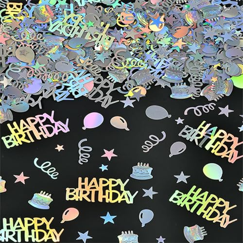 DazzJoy Glitzer Konfetti Tischdeko für Geburtstag - 450 Stück Happy Birthday Deko Luftschlangen Bunt, Stern Konfetti