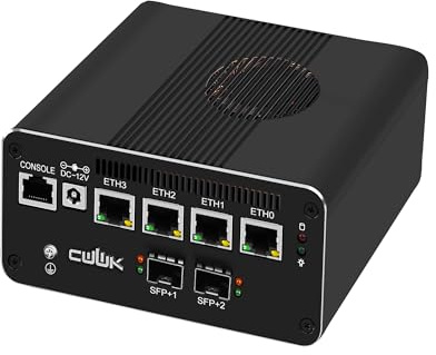 CWWK Mini PC Firewall Appliance Core i7-1185G7, 2 x 10GbE SFP+ Mini Computer with 4 x i226-V 2.5GbE LAN, S5 OPNsense Micro PC 16GB RAM 512GB NVMe SSD, 4K 3-Display, USB-C, AES-NI