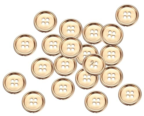 QUARKZMAN 20 Stück 20mm Metall Knöpfe, 4-Loch Runde Hemden Mäntel Kleidung Nähknöpfe für Dekoration Handwerk DIY Zubehör (Gold)