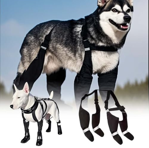 Regenstiefel für Hunde, wasserdichte Hundeschuhe mit Hosenträgern, rutschfeste Hundeschuhe, reflektierende Hundestiefel & Pfotenschutz für mittelgroße und große Hunde, Hundeschuhe zum Wandern,